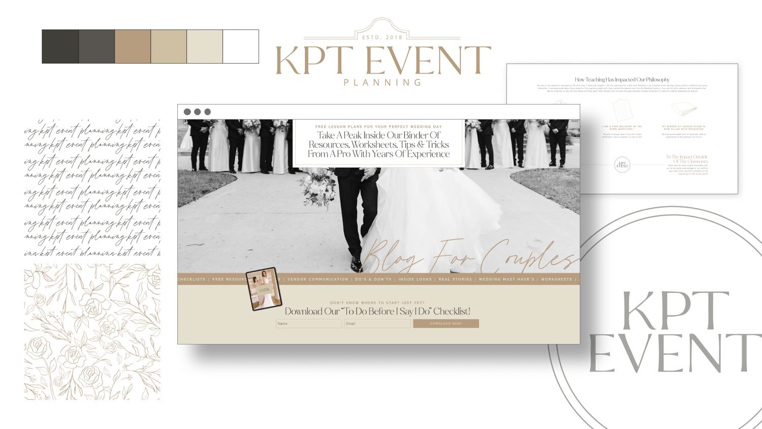 kpt event planning portfolio brand and website design | Former Teacher Turned Wedding Planner Brand & Website Design | Lenya Creative