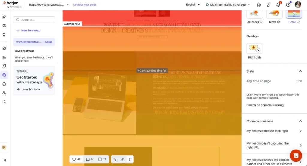 Hotjar Heatmap Example for Website Engagement Scrolls | 3 Ways To Track Your Website Engagement Analytics | Lenya Creative