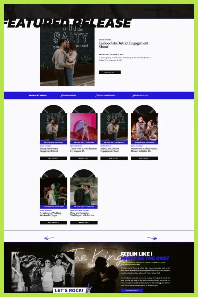 Image of a bold website design for a dallas wedding photographer that has CD's with a cover that is the featured image